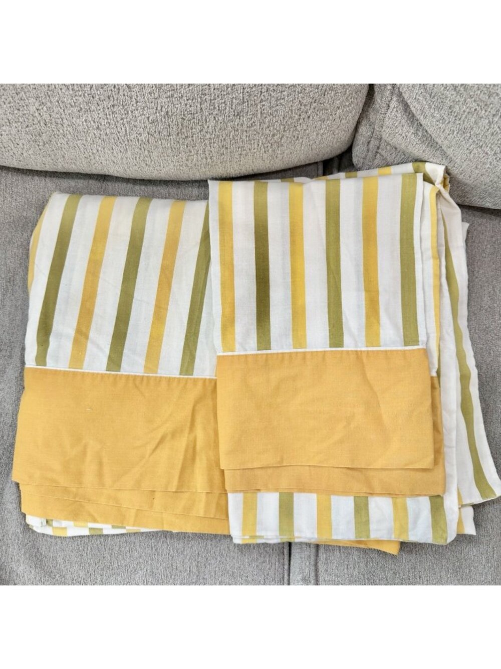 Vintage Cannon Monticello MCM Full Flat Sheet 2 Std Pillowcases Striped USA